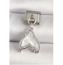316L Çelik Gümüş Renk Beyaz Balık Kuyruğu Model Nomination Charm - TJ-BC1250