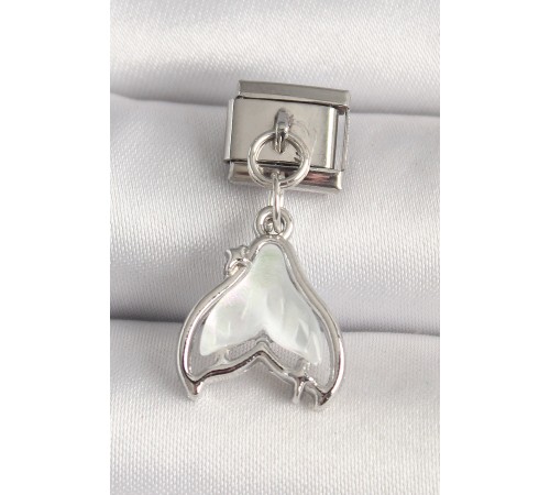 316L Çelik Gümüş Renk Beyaz Balık Kuyruğu Model Nomination Charm - TJ-BC1250