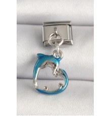 316L Çelik Gümüş Renk Mavi Yunus Model Nomination Charm - TJ-BC1251