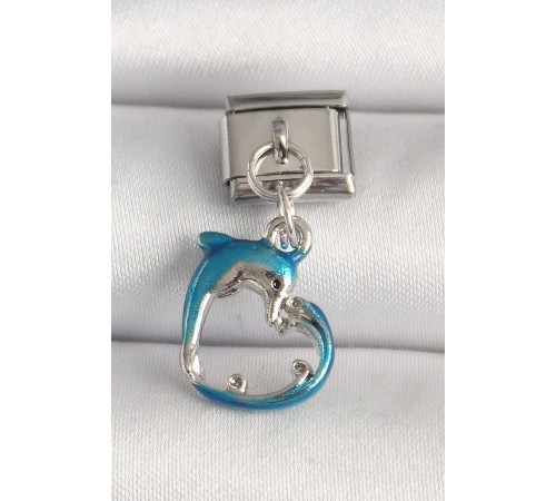 316L Çelik Gümüş Renk Mavi Yunus Model Nomination Charm - TJ-BC1251