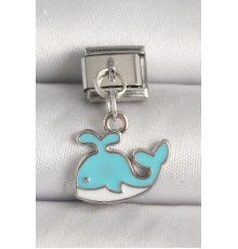 316L Çelik Gümüş Renk Mavi Balina Model Nomination Charm - TJ-BC1258