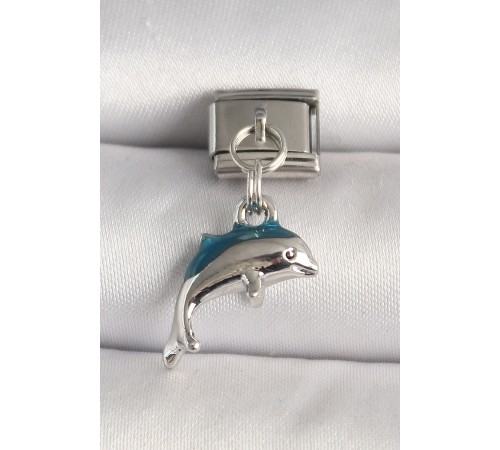 316L Çelik Gümüş Renk Yunus Balığı Model Nomination Charm - TJ-BC1261