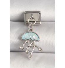 316L Çelik Gümüş Renk Mavi Mineli Deniz Anası Model Zirkon Taş Detaylı Nomination Charm - TJ-BC1262