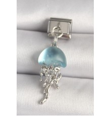 316L Çelik Gümüş Renk Mavi Mineli Deniz Anası Model Nomination Charm - TJ-BC1265