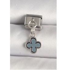 316L Çelik Gümüş Renk Lacivert Mineli Yonca Model Nomination Charm - TJ-BC1270