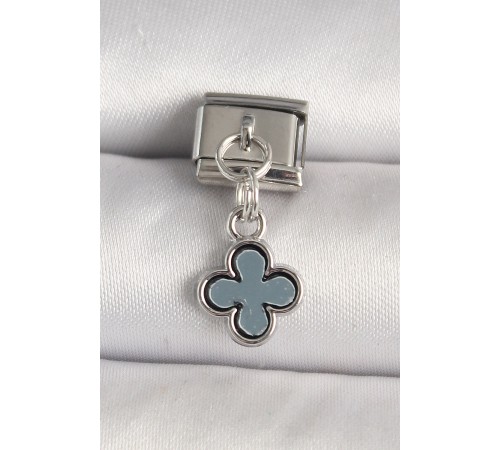 316L Çelik Gümüş Renk Lacivert Mineli Yonca Model Nomination Charm - TJ-BC1270