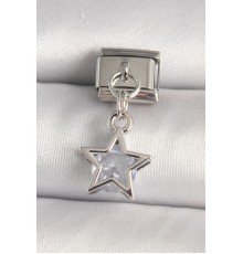 316L Çelik Gümüş Renk Zirkon Taşlı Yıldız Model Nomination Charm - TJ-BC1277