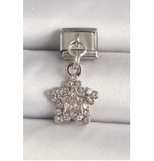 316L Çelik Gümüş Renk Zirkon Taşlı Yıldız Model Nomination Charm - TJ-BC1279