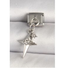 316L Çelik Gümüş Renk Zirkon Taşlı Kutup Yıldız Model Nomination Charm - TJ-BC1280