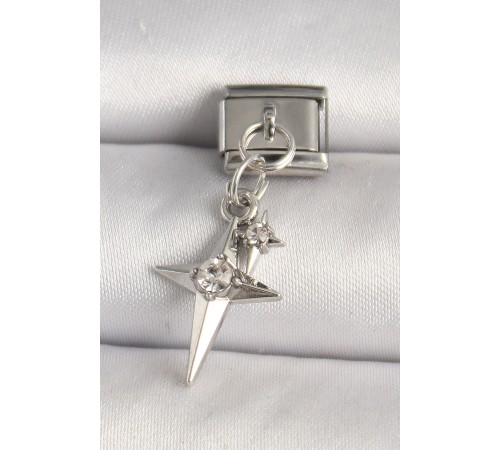 316L Çelik Gümüş Renk Zirkon Taşlı Kutup Yıldız Model Nomination Charm - TJ-BC1280