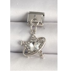 316L Çelik Gümüş Renk Zirkon Taşlı Yıldız Model Nomination Charm - TJ-BC1285