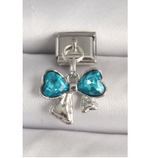 316L Çelik Gümüş Renk Mavi Zirkon Taşlı Fiyonk Model Nomination Charm - TJ-BC1299