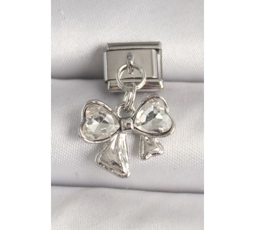 316L Çelik Gümüş Renk Zirkon Taşlı Fiyonk Model Nomination Charm - TJ-BC1300