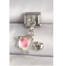 316L Çelik Gümüş Renk Beyaz Mineli Kalp Model Nomination Charm - TJ-BC1307