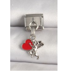 316L Çelik Gümüş Renk Kırmızı Kalp Eros Model Nomination Charm - TJ-BC1313