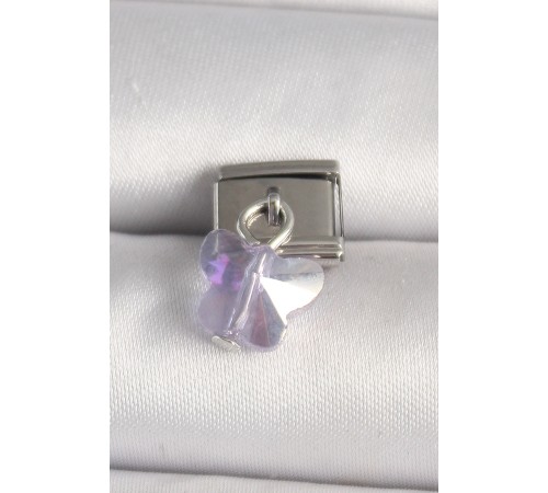 316L Çelik Gümüş Renk Mor Zirkon Taşlı Nomination Charm - TJ-BC1318