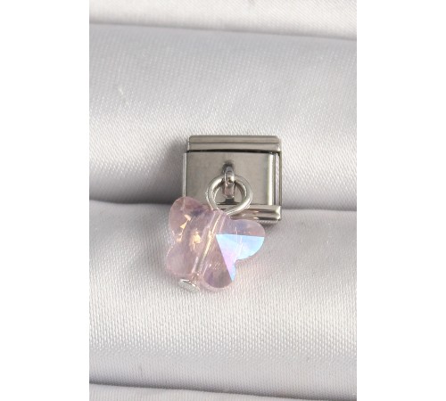316L Çelik Gümüş Renk Pembe Zirkon Taşlı Model Nomination Charm - TJ-BC1319