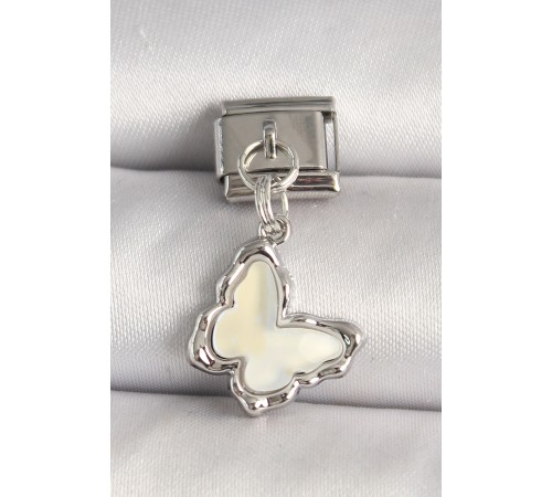 316L Çelik Gümüş Renk Beyaz Model Nomination Charm - TJ-BC1320