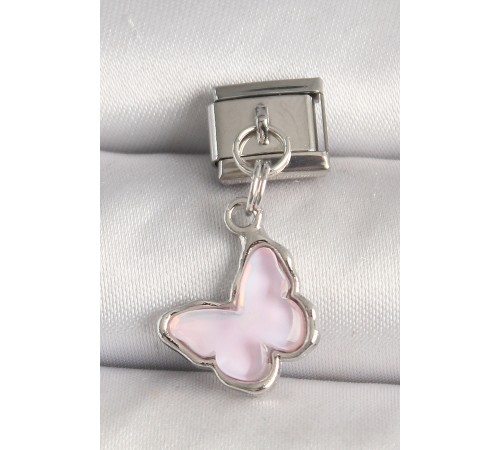 316L Çelik Gümüş Renk Pembe Model Nomination Charm - TJ-BC1321