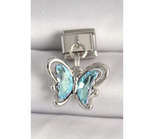 316L Çelik Gümüş Renk Turkuaz Zirkon Taşlı Model Nomination Charm - TJ-BC1326