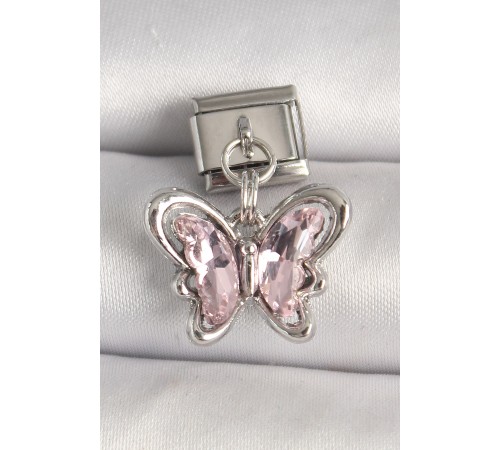 316L Çelik Gümüş Renk Pembe Zirkon Taşlı Model Nomination Charm - TJ-BC1327
