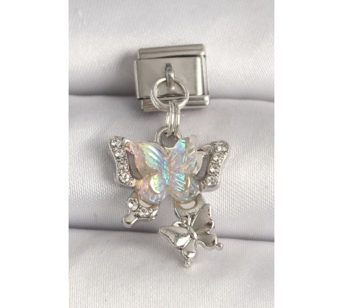 316L Çelik Gümüş Renk Zirkon Taşlı Beyaz Mineli Model Detay Nomination Charm - TJ-BC1329