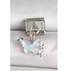 316L Çelik Gümüş Renk Mavi Mineli Model Yıldız Detay Nomination Charm - TJ-BC1330