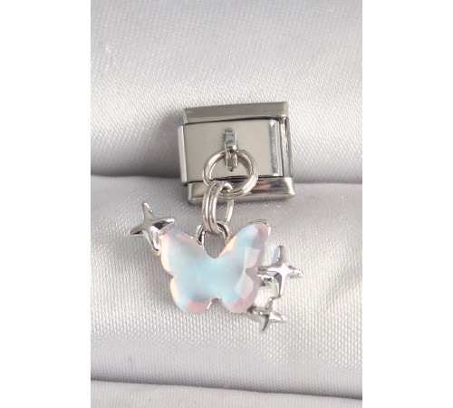 316L Çelik Gümüş Renk Mavi Mineli Model Yıldız Detay Nomination Charm - TJ-BC1330