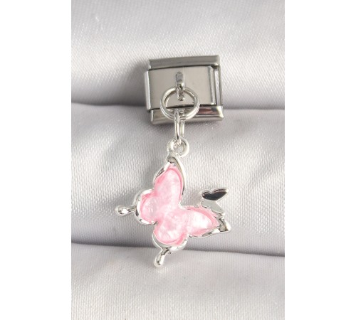 316L Çelik Gümüş Renk Pembe Model Detay Nomination Charm - TJ-BC1331