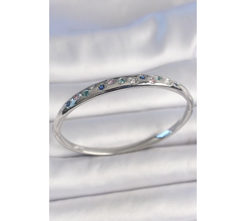 Pirinç Gümüş Renk Zirkon Taşlı Yıldız İşlemeli Kadın Kelepçe - TJ-BB6917