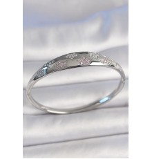 Pirinç Gümüş Renk Zirkon Taşlı Yıldız İşlemeli Kadın Kelepçe - TJ-BB6919