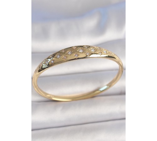 Pirinç Gold Renk Zirkon Taşlı Yıldız İşlemeli Kadın Kelepçe - TJ-BB6922