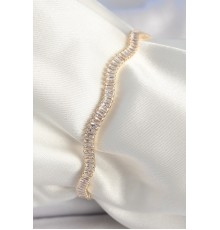 Pirinç Gold Renk Su Yolu Zirkon Taşlı Model Kadın Bileklik - TJ-BB6926