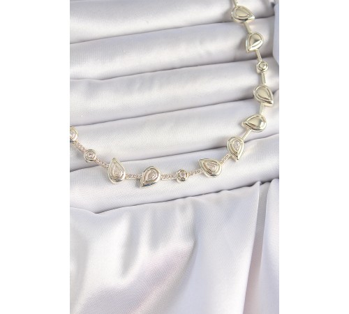 Pirinç Gold Renk Zirkon Taşlı Damla Model VIP Seri Exclusive Kadın Kolye - TJ-BKO10006