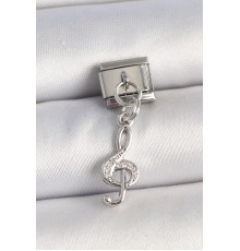 316L Çelik Gümüş Renk Zirkon Taşlı Sol Anahtar Model Nomination Charm - TJ-BC1333