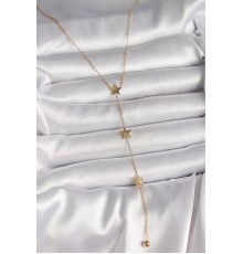 316L Çelik Gold Renk Yıldız Model Topçuk Detay Kadın Y Kolye - TJ-BKO10013
