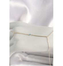 Pirinç Gold Renk Su Yolu Zirkon Taşlı Mavi Taş Detaylı Kadın Şahmeran - TJ-SN621