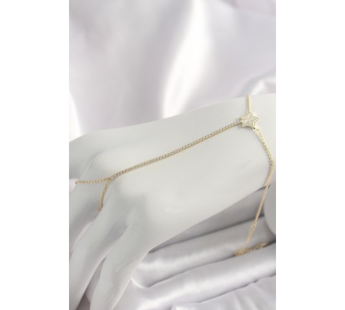 Pirinç Gold Renk Su Yolu Zirkon Taşlı Yıldız Model Kadın Şahmeran - TJ-SN623