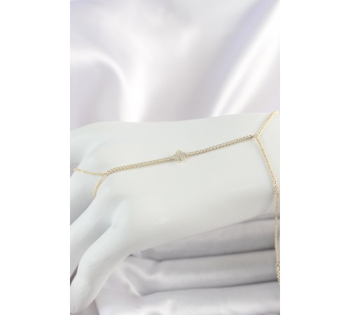 Pirinç Gold Renk Su Yolu Zirkon Taşlı Yonca Model Kadın Şahmeran - TJ-SN625