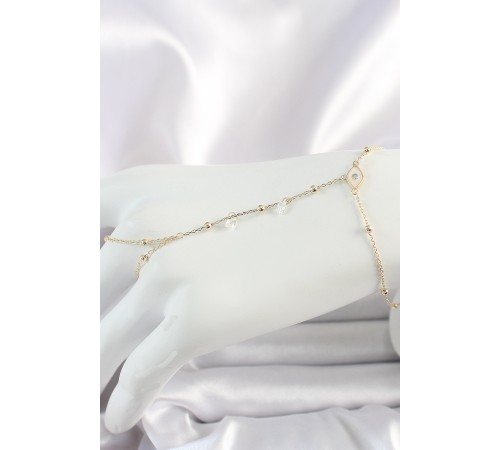 Pirinç Gold Renk Mavi Taşlı Göz Figür Topçuk Detaylı Kadın Şahmeran - TJ-SN629