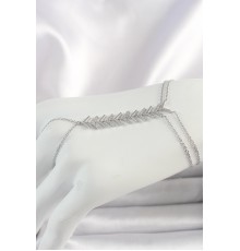 Pirinç Gümüş Renk Zirkon Taşlı V Model Kadın Şahmeran - TJ-SN630