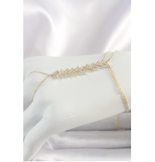 Pirinç Gold Renk Zirkon Taşlı V Model Kadın Şahmeran - TJ-SN631