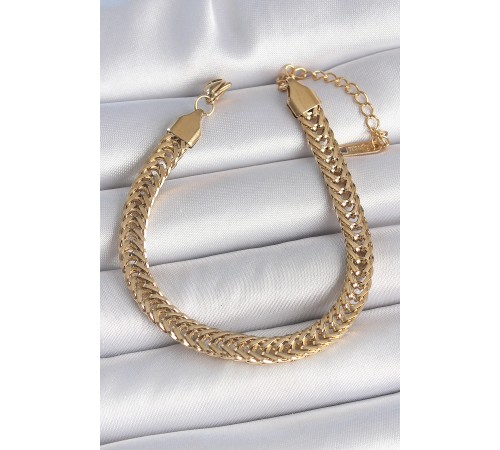 316L Çelik Gold Renk Balık Sırtı Zincir Model Kadın Bileklik - TJ-BB6937