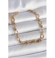 316L Çelik Gold Renk Topçuk Halka Zincir Model Kadın Bileklik - TJ-BB6939
