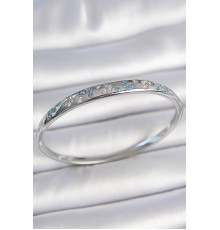 Pirinç Gümüş Renk Mavi Zirkon Taşlı İşlemeli Kadın Kelepçe - TJ-BB6942