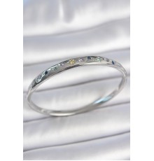 Pirinç Gümüş Renk Renkli Zirkon Taşlı Hilal Yıldız İşlemeli Kadın Kelepçe - TJ-BB6944