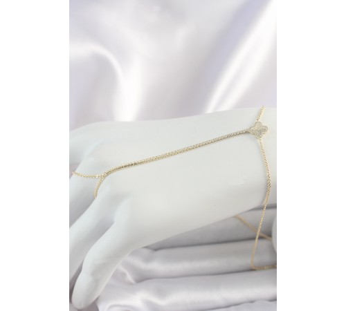 Pirinç Gold Renk Su Yolu Zirkon Taşlı Yonca Model Kadın Şahmeran - TJ-SN627