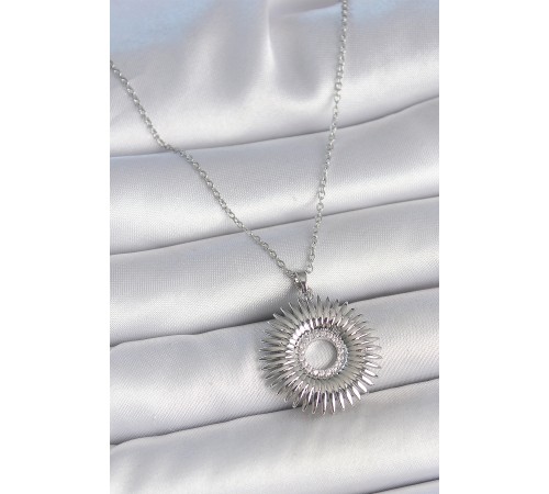 316L Çelik Gümüş Renk Zincir Zirkon Taşlı Nova Yıldız Model Kadın Kolye - TJ-BKO10046