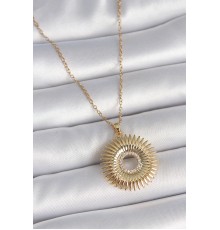 316L Çelik Gold Renk Zincir Zirkon Taşlı Nova Yıldız Model Kadın Kolye - TJ-BKO10047