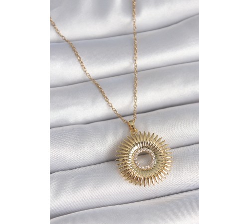 316L Çelik Gold Renk Zincir Zirkon Taşlı Nova Yıldız Model Kadın Kolye - TJ-BKO10047